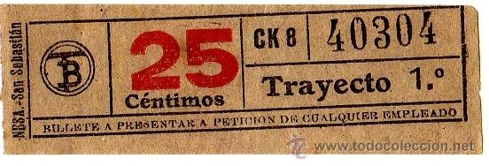 Sammeln von Fahrkarten: BILLETE TRANV&Iacute;A DE BARCELONA \ 25 CTS \ TRAYECTO 1 \ CAPICUA