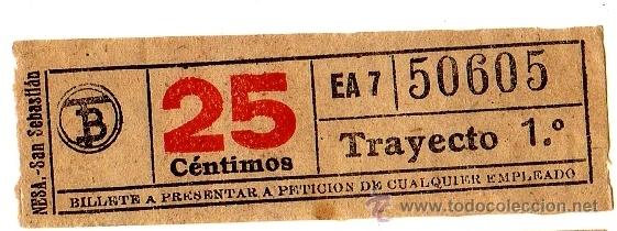 Sammeln von Fahrkarten: BILLETE TRANV&Iacute;A DE BARCELONA \ 25 CTS \ TRAYECTO 1 \ CAPICUA