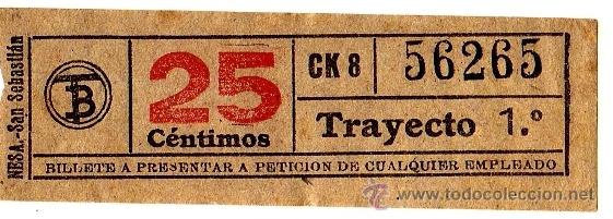 Sammeln von Fahrkarten: BILLETE TRANV&Iacute;A DE BARCELONA \ 25 CTS \ TRAYECTO 1 \ CAPICUA