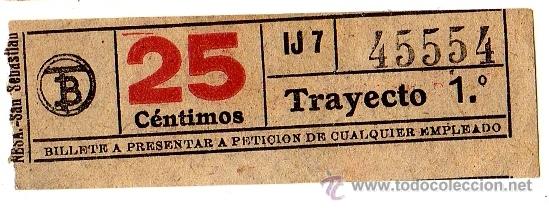 Sammeln von Fahrkarten: BILLETE TRANV&Iacute;A DE BARCELONA \ 25 CTS \ TRAYECTO 1 \ CAPICUA