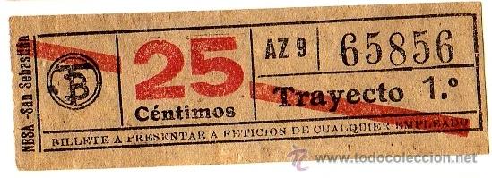 Sammeln von Fahrkarten: BILLETE TRANV&Iacute;A DE BARCELONA \ 25 CTS \ TRAYECTO 1 \ BANDA ROJA \ CAPICUA