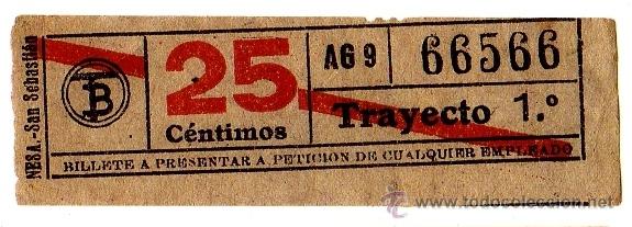 Sammeln von Fahrkarten: BILLETE TRANV&Iacute;A DE BARCELONA \ 25 CTS \ TRAYECTO 1 \ BANDA ROJA \ CAPICUA