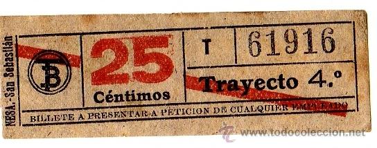 Sammeln von Fahrkarten: BILLETE TRANV&Iacute;A DE BARCELONA \ 25 CTS \ TRAYECTO 4 \ BANDA ROJA \ CAPICUA