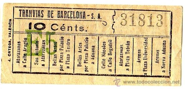 Sammeln von Fahrkarten: BILLETE TRANV&Iacute;AS DE BARCELONA \ VARIOS TRAYECTOS \ 10 CTS \ CAPICUA