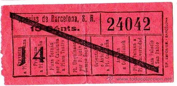 Sammeln von Fahrkarten: BILLETE TRANV&Iacute;AS DE BARCELONA \ VARIOS TRAYECTOS \ 10 CTS \ CAPICUA