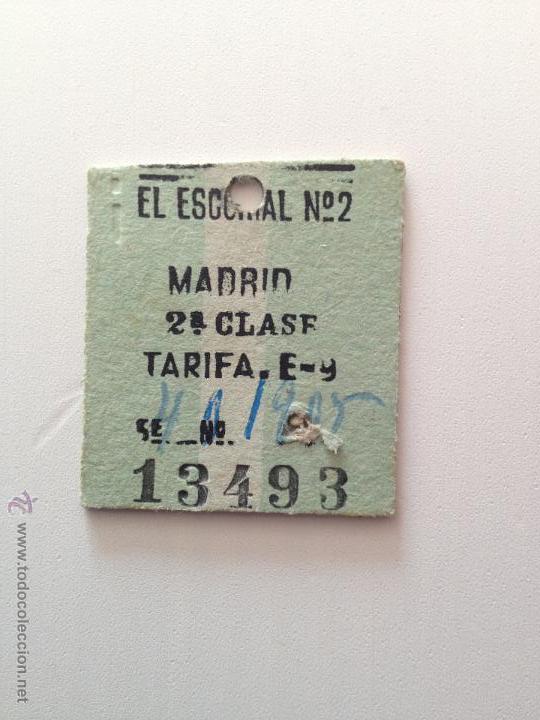 Collectionnisme Billets de transport: BILLETE DE TREN \ EL ESCORIAL - MADRID PR&Iacute;NCIPE P&Iacute;O \ TREN EL&Eacute;CTRICO 2&ordf; CLASE \ RENFE (20-06-1957)