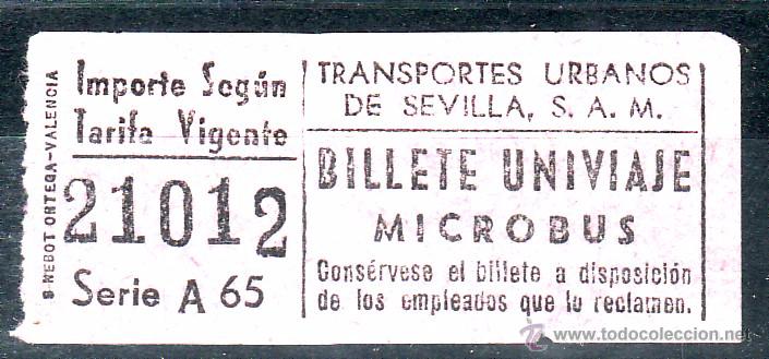 Coleccionismo Billetes de transporte: BILLETE NUMERACION CAPICUA BUS - MICROBUS - SEVILLA - TRANSPORTES URBANOS S.A.M.