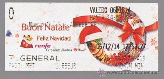Collectables Transport Tickets: BILLETE RENFE CERCANIAS MADRID T.GENERAL 0  06/12/14