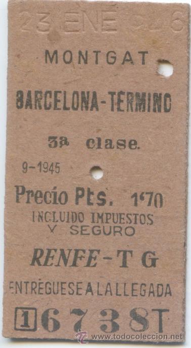 Collectionnisme Billets de transport: BILLETES EDMONDSON DE MONTGAT A BARCELONA A GAVA // 1946