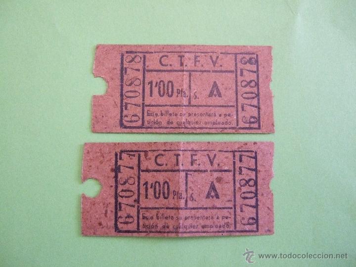 Coleccionismo Billetes de transporte: COMPA&Ntilde;IA TRANVIAS Y FERROCARRILES DE VALENCIA - C.T.F.V. - 2 BILLETE 1 PESETA