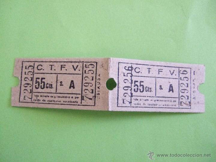 Coleccionismo Billetes de transporte: COMPA&Ntilde;IA TRANVIAS Y FERROCARRILES DE VALENCIA - C.T.F.V. - 2 BILLETE 0,55 CENTIMOS