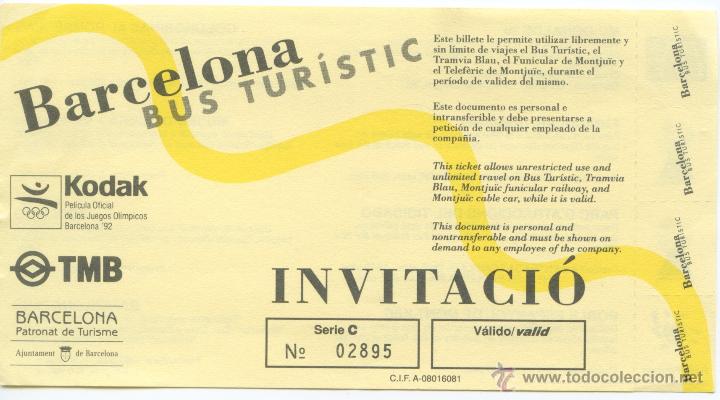 Sammeln von Fahrkarten: (F27//4) BILLETE DE BUS TURISTIC DE BARCELONA / INVITACION