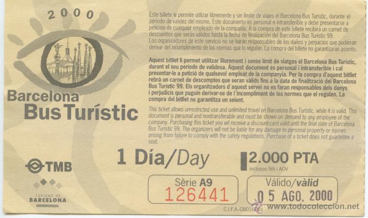 Collectionnisme Billets de transport: (F27//4) BILLETE DE BUS TURISTIC DE BARCELONA / UN DIA / 2000
