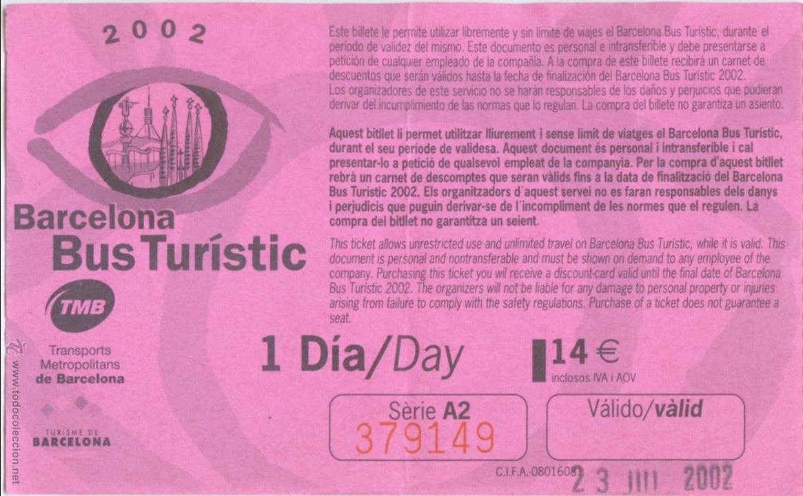 Sammeln von Fahrkarten: (F27//4) BILLETE DE BUS TURISTIC DE BARCELONA / UN DIA / 2002