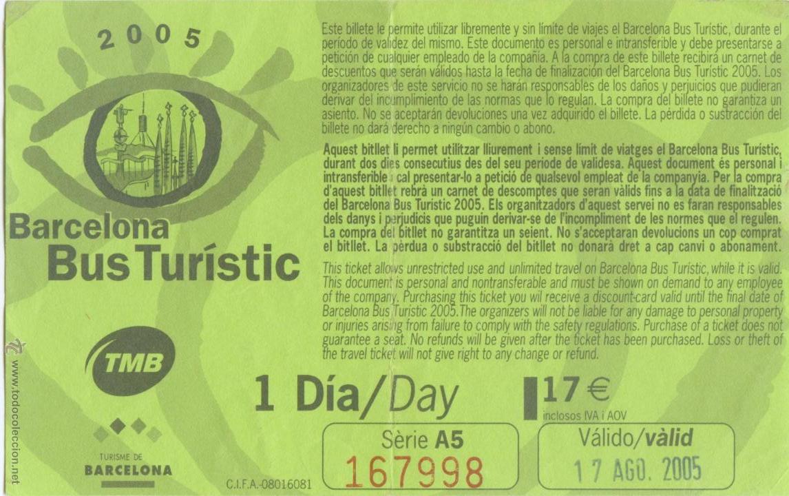 Sammeln von Fahrkarten: (F27//4) BILLETE DE BUS TURISTIC DE BARCELONA / UN DIA / 2005