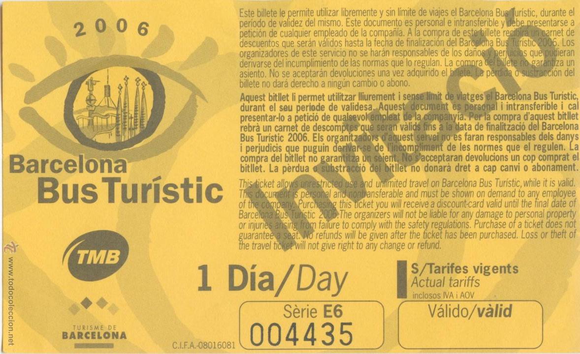 Sammeln von Fahrkarten: (F27//4) BILLETE DE BUS TURISTIC DE BARCELONA / UN DIA INVITACION/ 2006