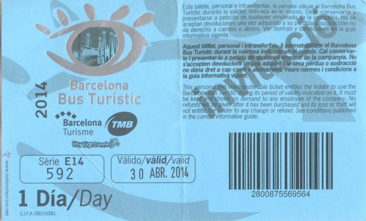 Sammeln von Fahrkarten: (F27//6) BILLETE DE BUS TURISTIC DE BARCELONA / UN DIA INVITACION / 2014