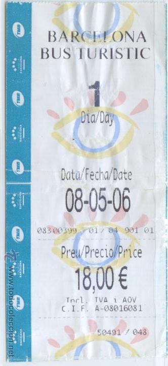 Sammeln von Fahrkarten: (F27//6) BILLETE DE BUS TURISTIC DE BARCELONA / UN DIA / 2006