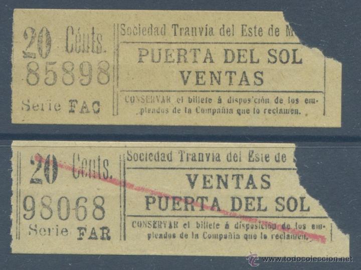 Colecionismos Bilhetes de Transporte: PAREJA DE BILLETES DEL TRANVIA DE MADRID