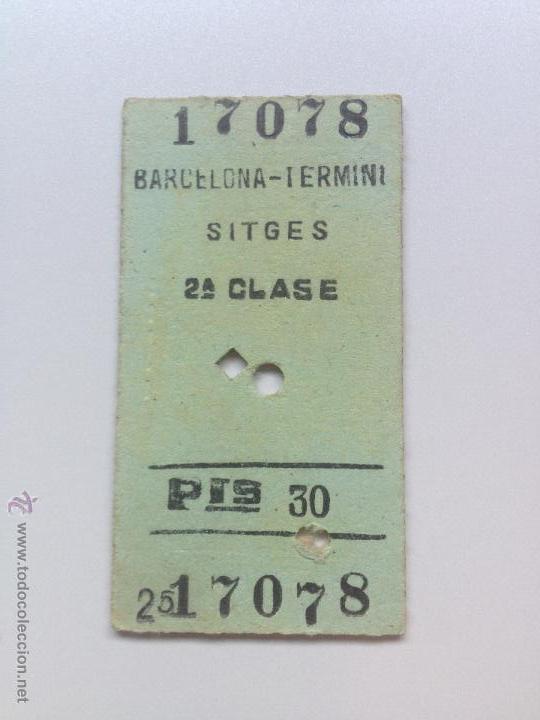 Collectionnisme Billets de transport: Billete de tren \ Renfe \ Barcelona T&eacute;rmino - Sitges \ Segunda Clase \ Tren Expreso \ 1960
