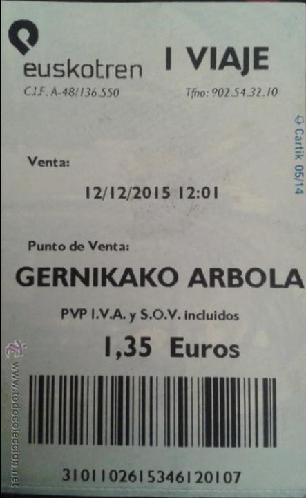 Coleccionismo billetes de transporte: BILLETE DE EUSKOTREN - Foto 1