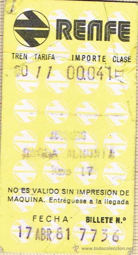 Coleccionismo billetes de transporte: BILLETE RENFE 1981 . - Foto 1