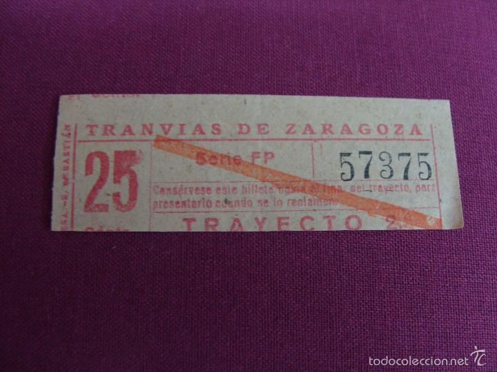 Collectionnisme Billets de transport: Billete tranv&iacute;a Zaragoza capic&uacute;a. A&ntilde;o 1949, 25 CTS. B 19