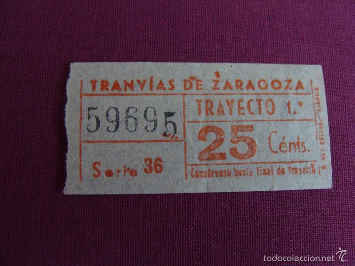 Collectionnisme Billets de transport: Billete tranv&iacute;a Zaragoza capic&uacute;a. A&ntilde;o 1950, 25 CTS. B 21