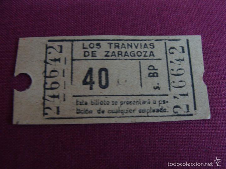 Collectionnisme Billets de transport: Billete tranv&iacute;a Zaragoza capic&uacute;a. , 40 CTS. B 29