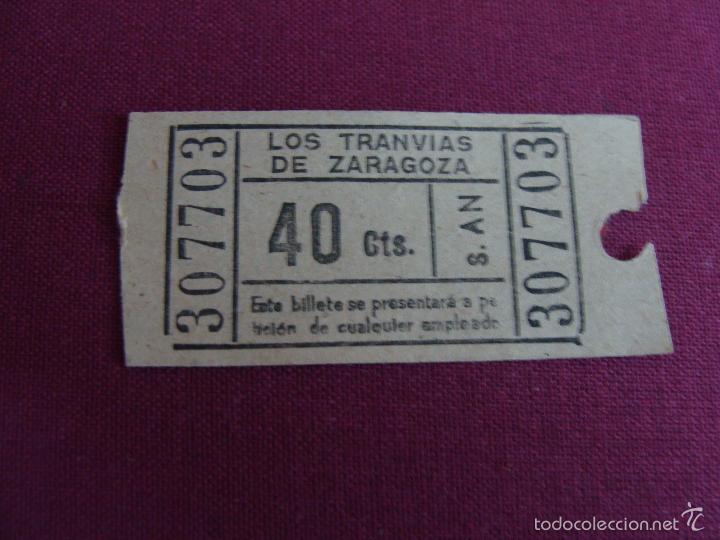 Collectionnisme Billets de transport: Billete tranv&iacute;a Zaragoza capic&uacute;a. 1956 , 40 CTS. B 30