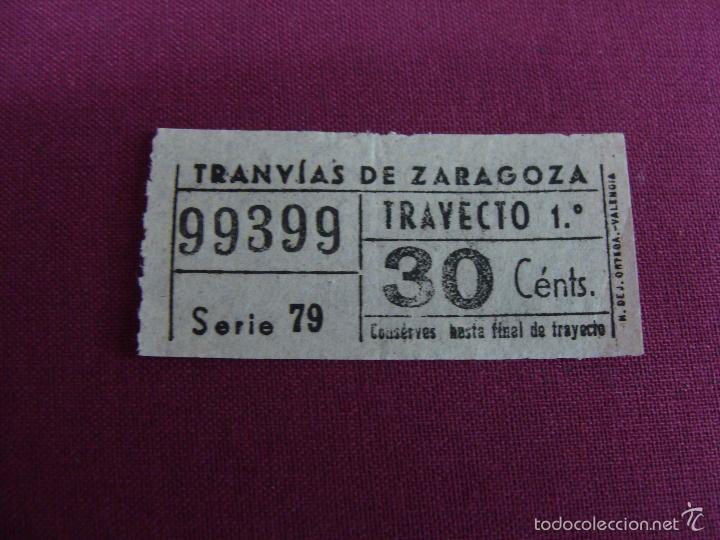 Collectionnisme Billets de transport: Billete tranv&iacute;a Zaragoza capic&uacute;a. , 1956 30 CTS. B 33