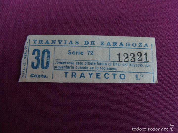 Collectionnisme Billets de transport: Billete tranv&iacute;a Zaragoza capic&uacute;a. , 1952 30 CTS. B 36