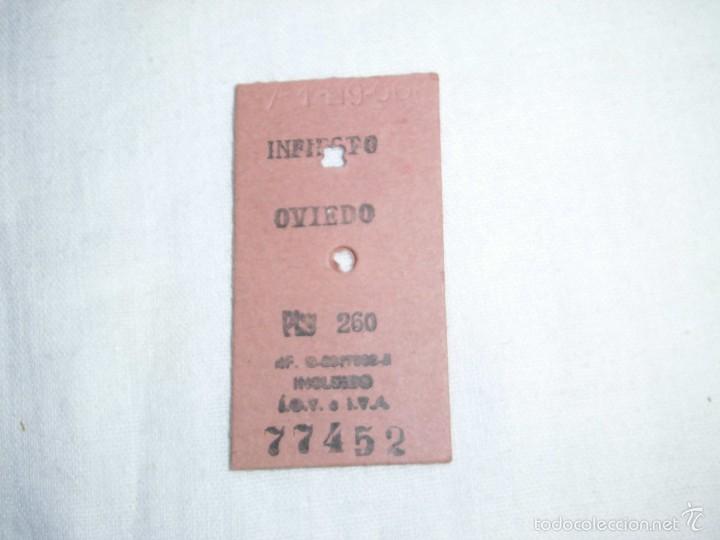 Sammeln von Fahrkarten: ANTIGUO BILLETE DE TREN EN CARTON DE INFIESTO A OVIEDO 77452