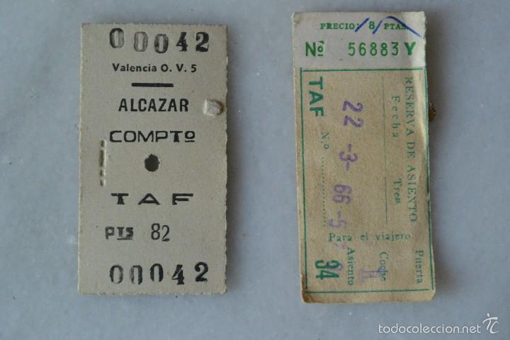 Coleccionismo Billetes de transporte: BILLETE TICKET DE TREN ALCAZAR SAN JUAN-VALENCIA CON RESERVA DE ASIENTO