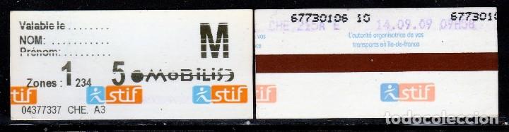 Colecionismos Bilhetes de Transporte: BILLETE TRANSPORTE METRO FRANCIA. MOBILIS. 2009.