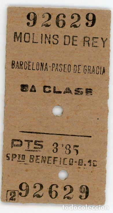 Coleccionismo Billetes de transporte: BILLETE EDMONDSON DE MOLINS DE REY A BARCELONA // 1957