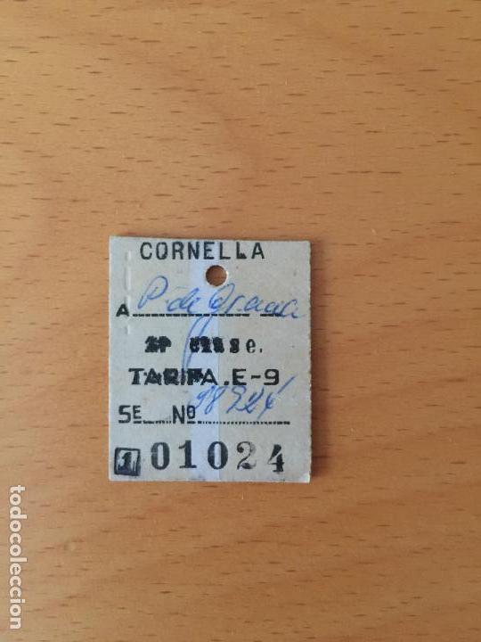 Colecionismos Bilhetes de Transporte: Billete de tren / Renfe / Cornell&aacute; - Barcelona Paseo de Gracia / 2&ordf; clase / 1965