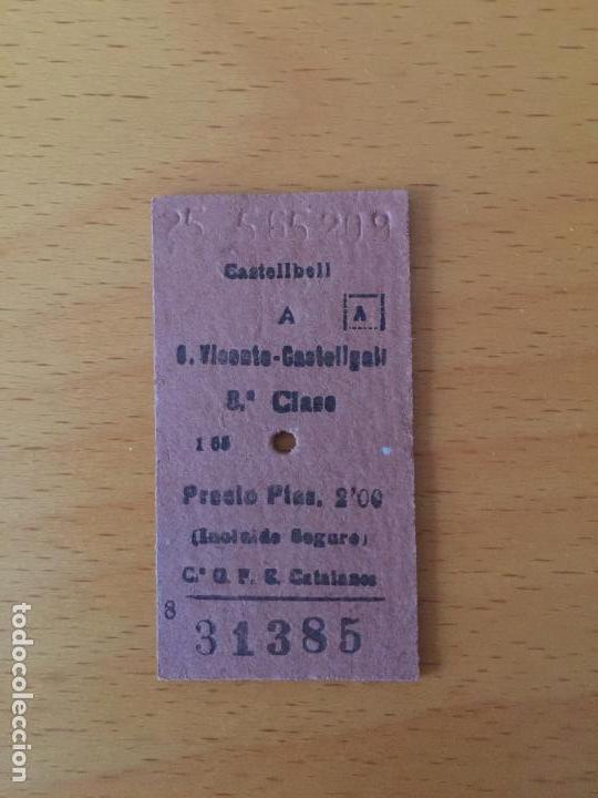 Sammeln von Fahrkarten: Billete de tren / FF.CC. Catalanes / Castellbell - San Vicente Castellgal&iacute; / 1965