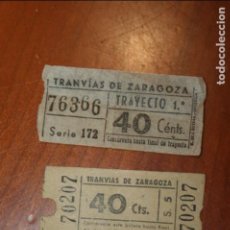 Coleccionismo Billetes de transporte: DOS BILLETES DE TRANVÍAS DE ZARAGOZA. Lote 69121661