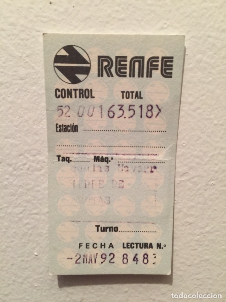 Collectionnisme Billets de transport: Billete // Cierre de cuentas // F&eacute;culas de Navarra // Hugin // Renfe // 1992