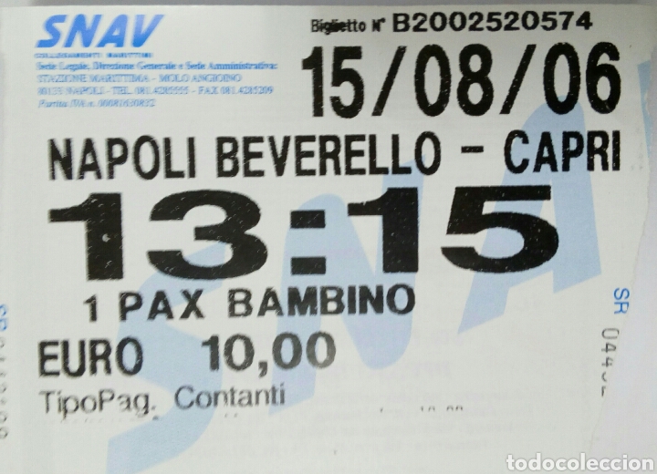 Coleccionismo billetes de transporte: BILLETE BARCO A CAPRI