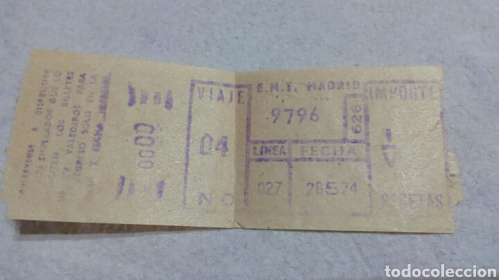 Colecionismos Bilhetes de Transporte: Antiguo billete pase de autob&uacute;s EMT de Madrid. Linea 27. 1974