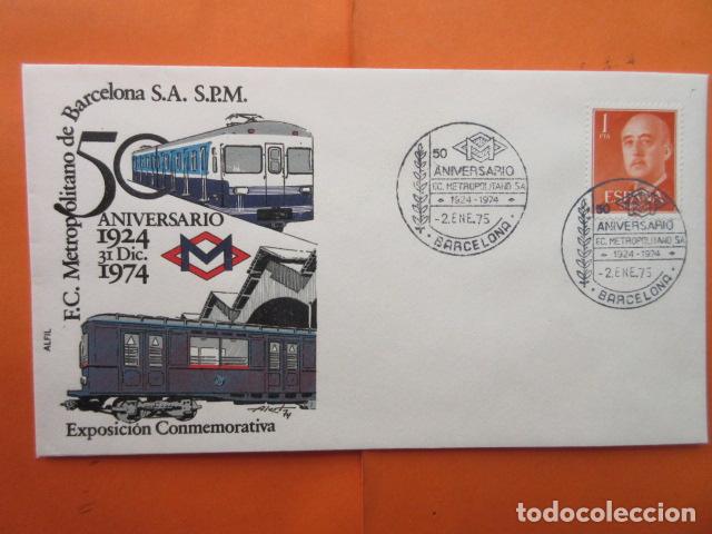 Collectionnisme Billets de transport: SOBRE 50 A&Ntilde;OS METRO DE BARCELONA CON SELLO Y MATASELLOS CONMEMORATIVO