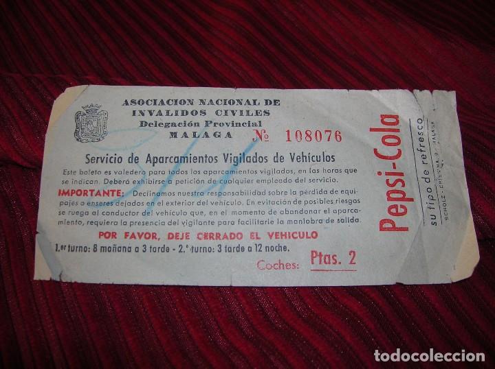 Colecionismos Bilhetes de Transporte: Muy antiguo recibo Aparcamiento vigilado.M&aacute;laga.Inv&aacute;lidos Civiles