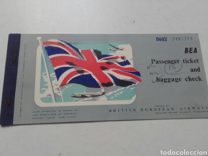 Colecionismos Bilhetes de Transporte: BILLETE BEA 1959. BRITISH EUROPEAN AIRWAYS.