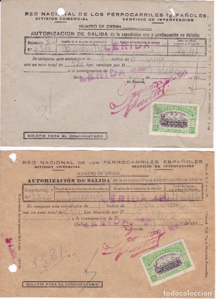 Coleccionismo Billetes de transporte: LOTE DE 2 BILLETES DE LA RED DE FERROCARRILES ESPA&Ntilde;OLES DEL A&Ntilde;O 1944