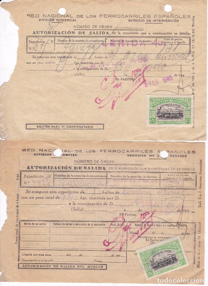 Coleccionismo Billetes de transporte: LOTE DE 2 BILLETES DE LA RED DE FERROCARRILES ESPA&Ntilde;OLES DEL A&Ntilde;O 1945