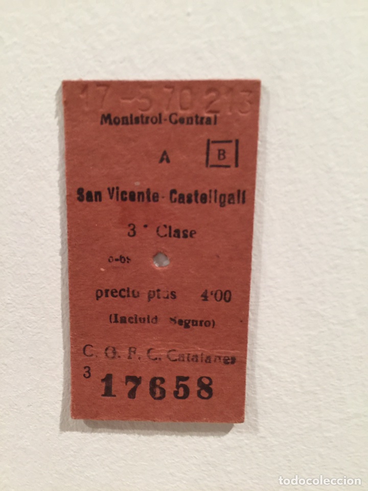 Sammeln von Fahrkarten: Billete de tren // Monistrol Central - San Vicente \ Castellgal&iacute; // Catalanes // 1970
