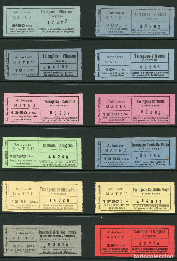 Coleccionismo Billetes de transporte: (L006) 12 BILLETES DE AUTOCARES MATEU (TARRAGONA) //A&Ntilde;OS 60 // Z16