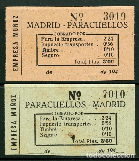 Coleccionismo Billetes de transporte: (L009) 2 BILLETES EMPRESA MU&Ntilde;OZ // MADRID - PARACUELLOS // A&Ntilde;OS 40 // Z19
